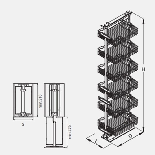 Kosz Cargo Maxi 400 linia ECOMOMIC z mocowaniem dolnym, 6 poziomów  P22