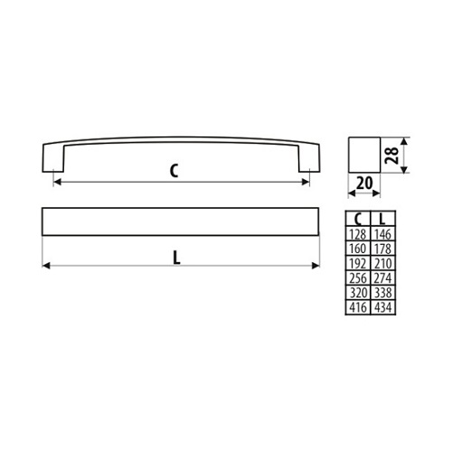 Uchwyt UU2408 L-256 aluminium